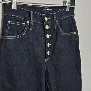 NWT Lucky Brand Dark Blue Denim Button Fly High Rise Bridgette Skinny Jeans 4/27